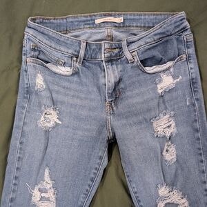 Levi's Blue 711 Skinny Distressed Jeans